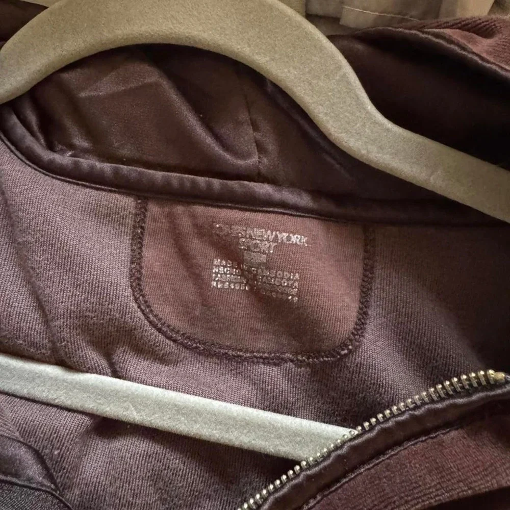Y2K Chocoalte‎ Brown Velour Velvet Satin Hoodie Zip Up